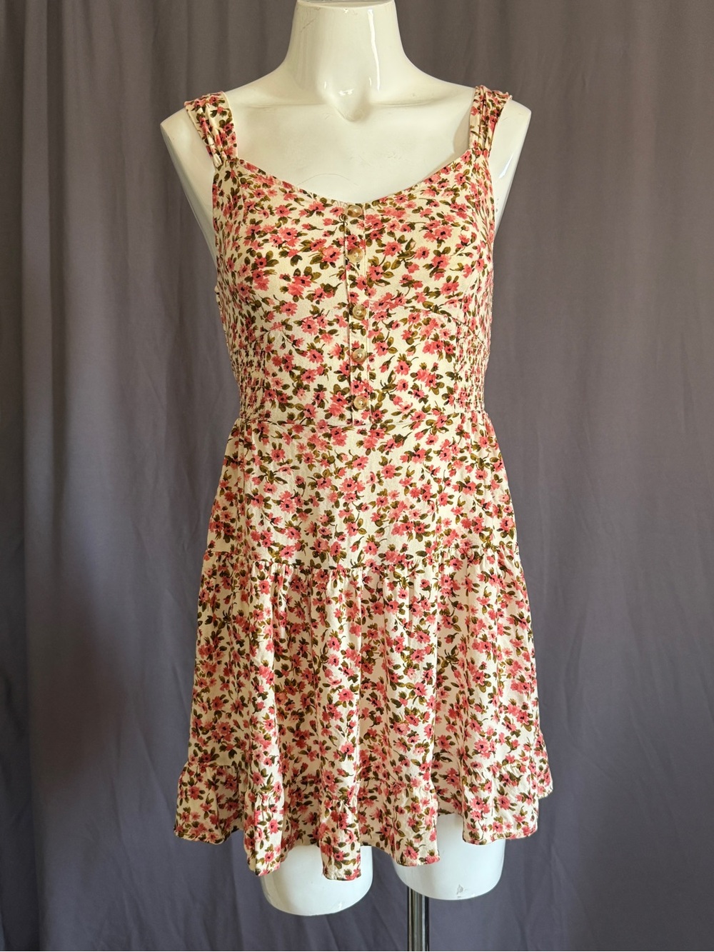 wild fable Pink Floral Mini Dress with Ruffle Hem